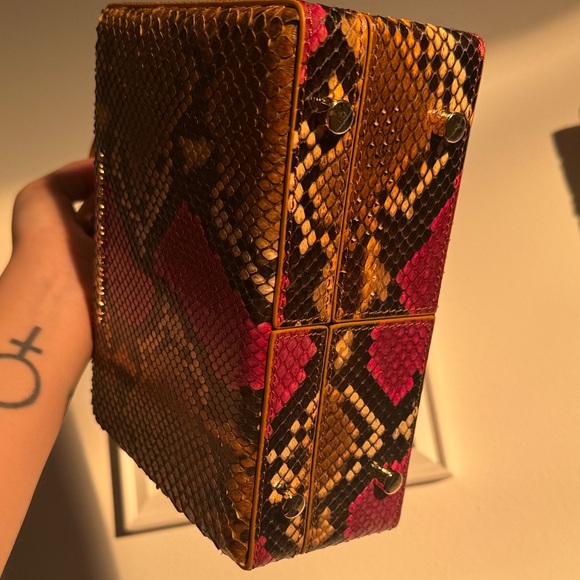 Brandon Blackwood Snake-Print Kendrick Trunk in Brown & Fuscia - Picture 8 of 8